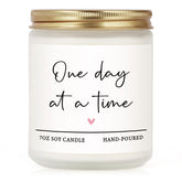 Get Well Gifts For Women Men, Thinking Of You Gift-One Day At A Time Lavender Scented Candle 7Oz, Inspirational Breast Cancer Care Present, Encouragement Sympathy Bereavement Christmas Gift