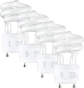 13W T2 Spiral GU24 CFL Light Bulbs 2700K Warm White 900 Lumens 2-Prong UL Approved 4 Pack