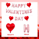 Rose Gold Happy Valentines Day Balloons 16Inch - Valentines Day Letter Foil Balloons With Red Heart Balloons Romantic Decorations For Valentine’S Day Party Anniversary Date Night Decor Supplies