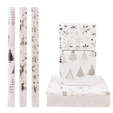 Christmas Wrapping Paper Roll,3 Rolls Silver Christmas Wrapping Paper,Silver Metallic Gift Wrap Paper,Xmas Tree Snowflake Elk Printed Assortment - Mini Roll 17 Inch X 118 Inch