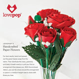 Valentine’S Day Set Of 1 Pop-Up Card & 6 Paper Handcrafted Roses For Her - 3D Greeting Cards For Boys, Girls, Men, Women - 5" X 7" Card & 12" Rose - Blank Notecard & Envelope Included