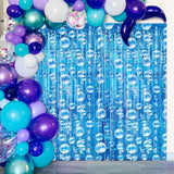Under The Sea Party Decorations, 2 Pcs Blue Bubble Garland Streamers Tinsel Foil Fringe Curtain Backdrops For Mermaid Ocean Beach Summer Party Decorations Supplies