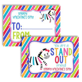 Valentine Zebra Themed Valentine'S Day Exchange Cards For Kids To Give To Friends & Classmates, Thirty (30) 3.5" X 5" Fill-In Cards (Without Envelopes)