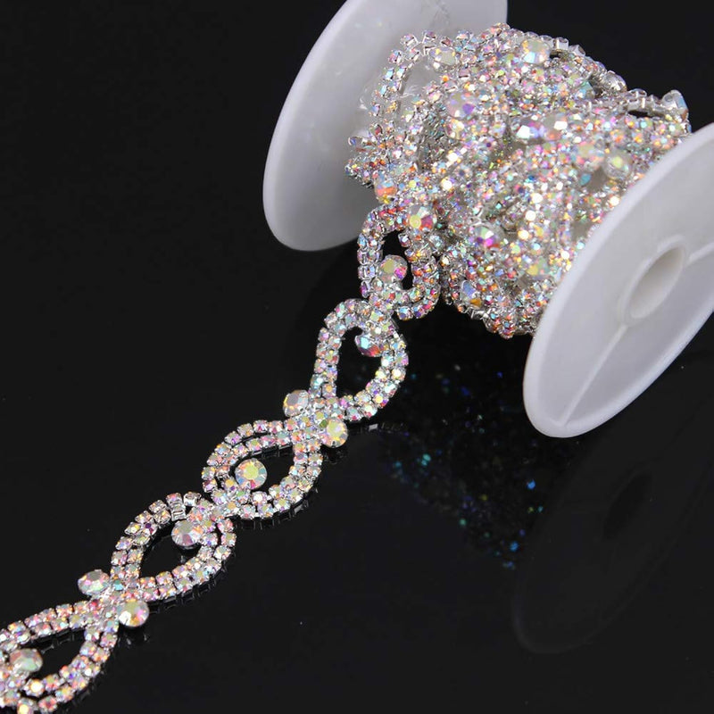 1 Yard Ab Crystal Rhinestone Cup Chain Trimming Applique Crystal Sashe