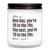 70Th Birthday Gifts For Women, Men, 70Th Birthday Gift, Gifts For 70 Year Old Woman, Happy 70 Year Old Bday Candle 7Oz Soy Wax Lavender & Woods Scented
