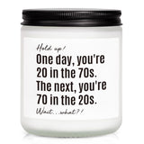 70Th Birthday Gifts For Women, Men, 70Th Birthday Gift, Gifts For 70 Year Old Woman, Happy 70 Year Old Bday Candle 7Oz Soy Wax Lavender & Woods Scented