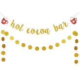 Hot Cocoa Bar Banner Gold Glitter Hot Cocoa Bar Sign Christmas Decorations For Wintertime Holiday Christmas Party New Year Party Decorations