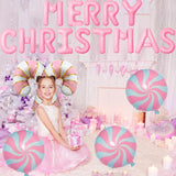 Christmas Balloons Pink Candy Cane Balloon Lollipop Pink Merry Christmas Balloon Candy Balloons For Xmax Party Decorations Xmas New Year Themed Party Supplies Sets-19 Pcs