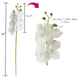 4Pcs Real Touch Orchid Flowers Artificial Branches Green Stems Arrangement For Wedding Home Garden Decoration (White)