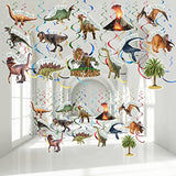 57 Pcs Dinosaur Hanging Swirls Birthday Party Decorations Jungle Theme Party Supplies Dinosaur Foil Swirls Ceiling Spiral Streamers For Girl Boy Baby Shower, Only 27 Cards