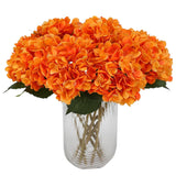 Orange Hydrangea Artificial Flowers - 5 Pcs Realistic Single 18.7 In Long Stem Fake Silk Hydrangea Bouquets For Party Wedding Centerpieces Home Office Decor