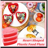 24 Pcs 17 Oz Valentine'S Day Heart Shaped Container Plastic Seasoning Containers Box Food Storage Containers With Clear Transparent Lids Reusable Dessert Box For Valentine Fruit Vegetable (Red)