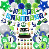 50Pcs Golf Birthday Party Decorations Golf Themed Party Supplies Includes Print Balloon Foil Balloon Cake Topper Banner Paper Pompoms