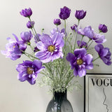 6 Pcs Artificial Fake Flowers Plants Cosmos Silk Flower Arrangements Wedding Bouquets Decorations ? 23.6''/60Cm Artificial Silk Daisy Fake Flowers Uv Resistant Outdoor Fake Wildflowers (Purple Blue)