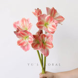 21.5" Artificial Amaryllis Flowers 3Pcs Pink Fake Silk Flowers Faux Belladonna Lily For Home Office Hotel Decoration Wedding Centerpiece Bouquet(3Pcs,Pink)