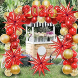 72PCS Red Star Spike Balloons – 26" Foil Cones for Party, Wedding & Photo Backdrops