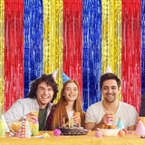 3-Pc Red, Blue & Gold Door Streamer Curtains Birthday Party Backdrop