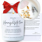 Premium Candle Gifts For New Mom – After Birth Gifts For Women – Postpartum, Baby Shower & Pregnancy Gift For Expecting Mom – Paraffin-Free Natural Soy Wax - Rose Quartz Crystal, Lavender & Jasmine