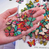 200Pcs Wooden Buttons For Crafts, Diy Wood Butterfly Animal Buttons Fo