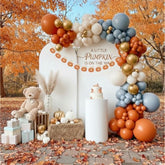 Fall Balloon Arch Kit: Blue, Orange & White with Pumpkin Banner