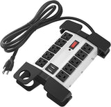 Heavy Duty Metal Surge Protector Power Strip 10 Outlets USB Ports 2700J 5FT Wall Mount Grey