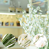 Orchids Artificial Flowers, 10 Bunches Fake Silk Flowers For Decoration, Long Stem Artificial Flowers For Tall Vase Home Decor Indoor - White