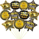 12 Pcs 18 Inch Black Gold Foil Balloons for 2026 New Year Party Decorations