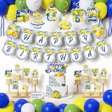 Summer Lemon Party Decoration Packs,Royal Blue Yellow Balloons,Banners,Cake Toppers,Hanging Swirl Streamers,Capri Lemon Birthday Wedding Supplies,Her Main Squeeze Bridal Shower Amalfi Coast Decors