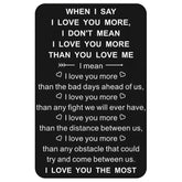 Boyfriend Gifts I Love You More Wallet Card For Him Husband Men Anniversary Birthday Valentines Christmas Gifts For Couples Long Distance Present (Black, When I Say I Love You More)