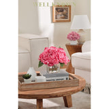 Artificial Peonies Flowers Arrangements In Cube Glass Vase, Wellknown Silk Flower Centerpieces For Dining Room Table, Coffee Table Decor, Faux Peony Flowers With Faux Water (Fuchsia)