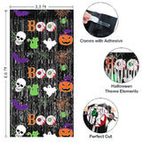 2 Pack Scary Black Halloween Foil Fringe Curtains 3.3x6.6ft Party Photo Backdrop