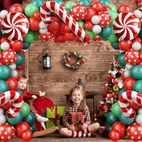 Christmas Balloon Garland Arch, Xmas Balloon Garland Arch Kit with Red Candy Foil Balloons, Teal Blue Green Red Polka Dots Balloons Decorations for Christmas New Year Party