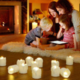 1.57" X 1.69" Battery Operated Tea Lights With Timer, 12Pcs Warm White Led Timed Flameless Candles Flickering, 6Hours On Per 24Hours Cycle, Ideal For Thanksgiving Christmas Wedding Home Decor
