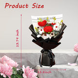 Crochet Flower Rose & Heart Bouquet Handmade Artificial Flower Knitted Bouquet For Valentine'S Day Wedding Graduation Anniversary (Black)