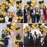 146pc Black Gold Balloon Garland Arch Kit with Star Foil Balloons Party Decor