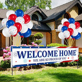 36 Pieces Welcome Home Banner Decoration Set, Large Fabric We Are So Proud Of You Banner With 35 Pieces Latex Balloons For Deployment Returning Party Supplies Military Army Homecoming (Star Style)