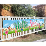 Hello Spring Large Banner Birds With Flowers Banner,Welcome Home Outdoor Flag Sign Decorations Holiday Party Polyester Outdoor Decor With Brass Grommets 8.2X1.64 Ft
