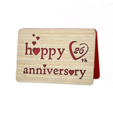 Wooden 26Th Anniversary Card,Handmade 26 Years Wedding Anniversary Greeting Cards,26Th Anniversary Card For Her,Him,Husband,Wife