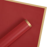 20 Sheets Flower Wrapping Paper - 22.4 X 22.4 Inch Gold Trim Red Water-Resistant Floral Bouquet Wrapping Paper, Florist Supplies Packaging Paper For Wedding Birthday Gift Diy