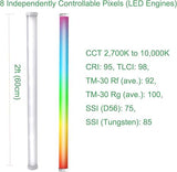 PT2c Pixel LED Tube Light 23.6 Inch RGBWW 8 Pixel Video Light 6W for Studio Photography