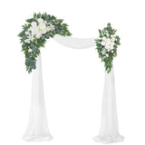 Artificial Wedding Arch Flowers Kit(Pack Of 3),2Pcs Artificial Flower Arch Decor,1Pcs Sheer Drape For Wedding Ceremony Arbor For Weddingceremony (Fairy White)