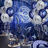 18Pcs 16Th Birthday Decorations For Boys Girls Blue Silver 16Th Birthday Balloons Decoration Happy 16Th Birthday Confetti Latex Balloons Decorations For Men Women 16 Anniversary Birthday Party Décor