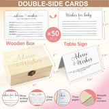 Baby Shower Advice And Wishes Cards For Parents To Be, 50 Pcs Double-Sided Baby Prediction Cards, Gender Reveal Party Keepsake, Baby Shower Decorations And Activities, Includes Wood Keepsake Box