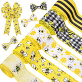 Bee Wired Edge Ribbon 30 Yards 2 Inch Yellow Black Plaid Stripe Ribbon