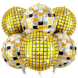 6pcs 22 Inch Multicolor Disco Ball Balloons, Gold Big Disco Balloons, Black Silver Gold 4d Large Foil Aluminum Balloon For Birthday Baby Shower 70s 80s 90s Theme Party Wedding Engagement Graduation