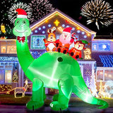 7Ft Christmas Inflatables Outdoor Decorations Dinosaur With Elk Elf Santa Claus Blow Up Yard Decorations With Built-In L