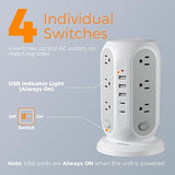 Tower Surge Protector Power Strip with 12 Outlets 5 USB Ports 2 USB C 10FT Extension Cord