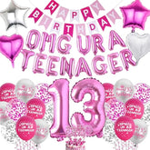 Hot Pink 13th Birthday Decorations for Girls with Banner & Balloons