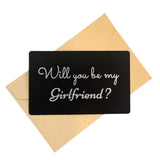 Will You Be My Girlfriend Love Messages Card: A Heartfelt Proposal For Her/Him, Hard Aluminum Message Card With Elegant Envelope - Simple But Powerful (Black With Brown Envelope)