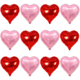 12 Pcs Red And Pink Heart Balloons - 18 Inch, Heart Foil Balloons Love Balloon Valentines Day Balloon For Wedding Engagement Birthday Party Bridal Shower Decorations